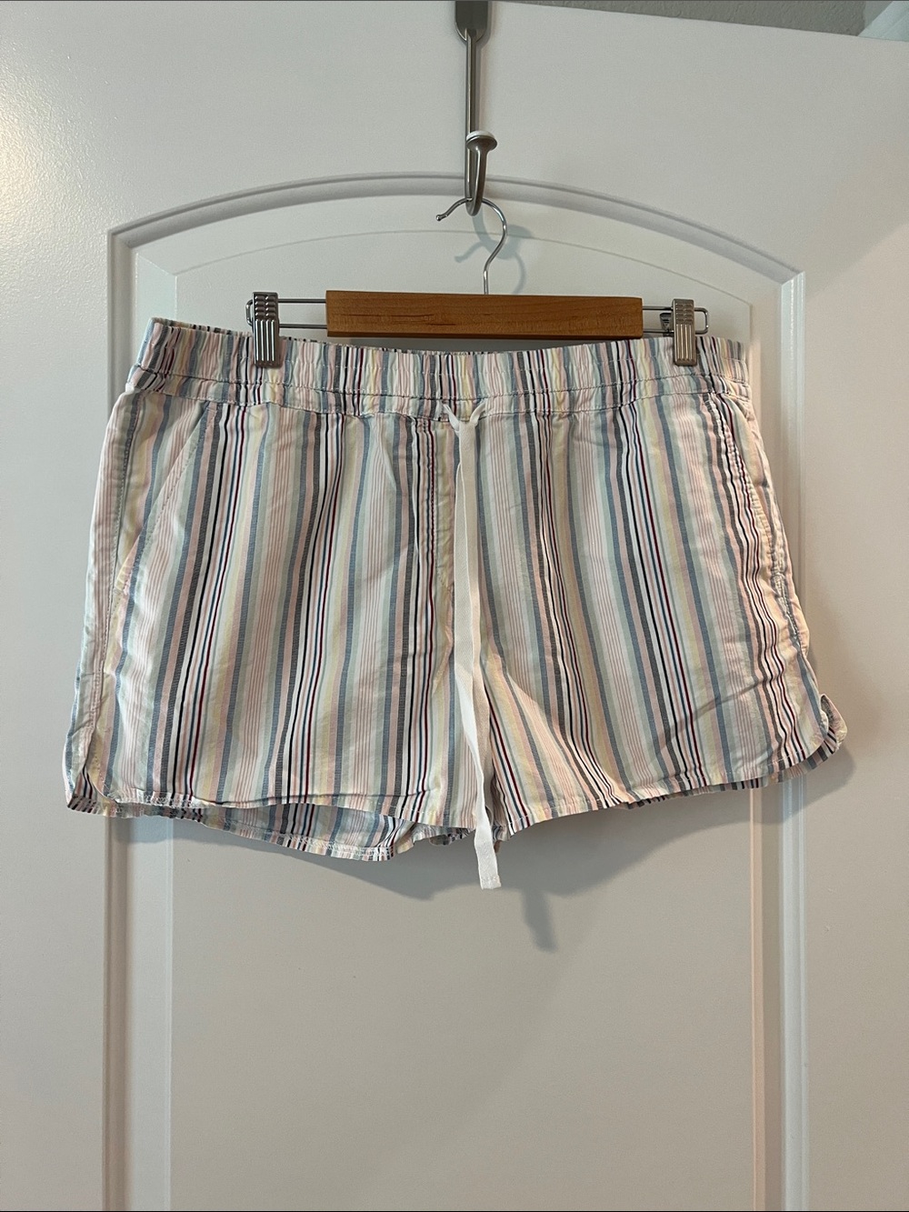 LOFT Pastel Stripe Drawstring Athletic Shorts